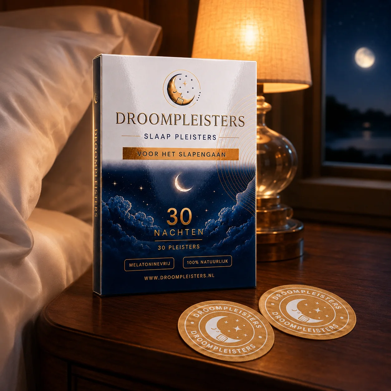 De Droompleisters doos in een gouden nachtgloed